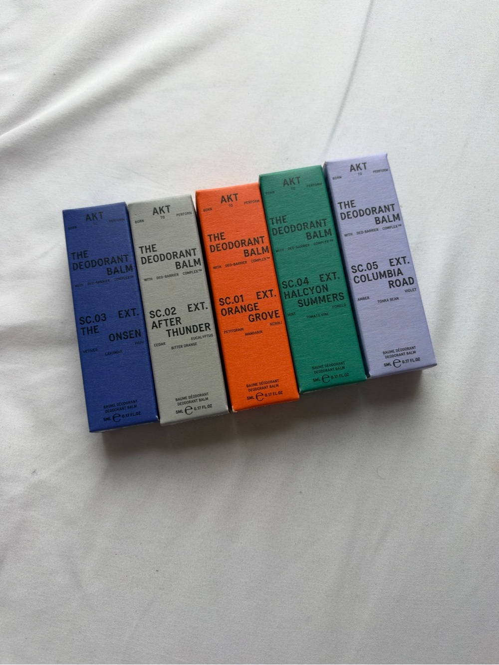 AKT The Deodorant Balm .17 oz  HALCYON SUMMERS, ORANGE CLOVE, COLUMBIA Lot Of 5